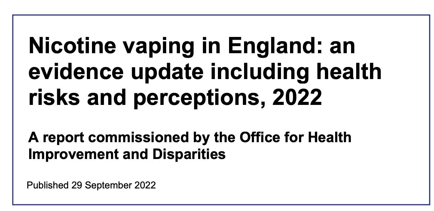 Cover page of the independent vaping evidence review