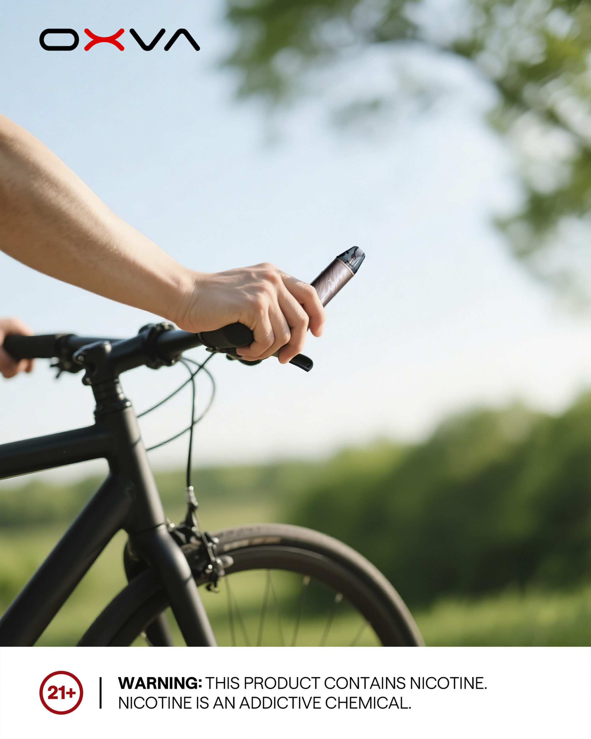 Lifestyle photo using an OXVA device outdoors