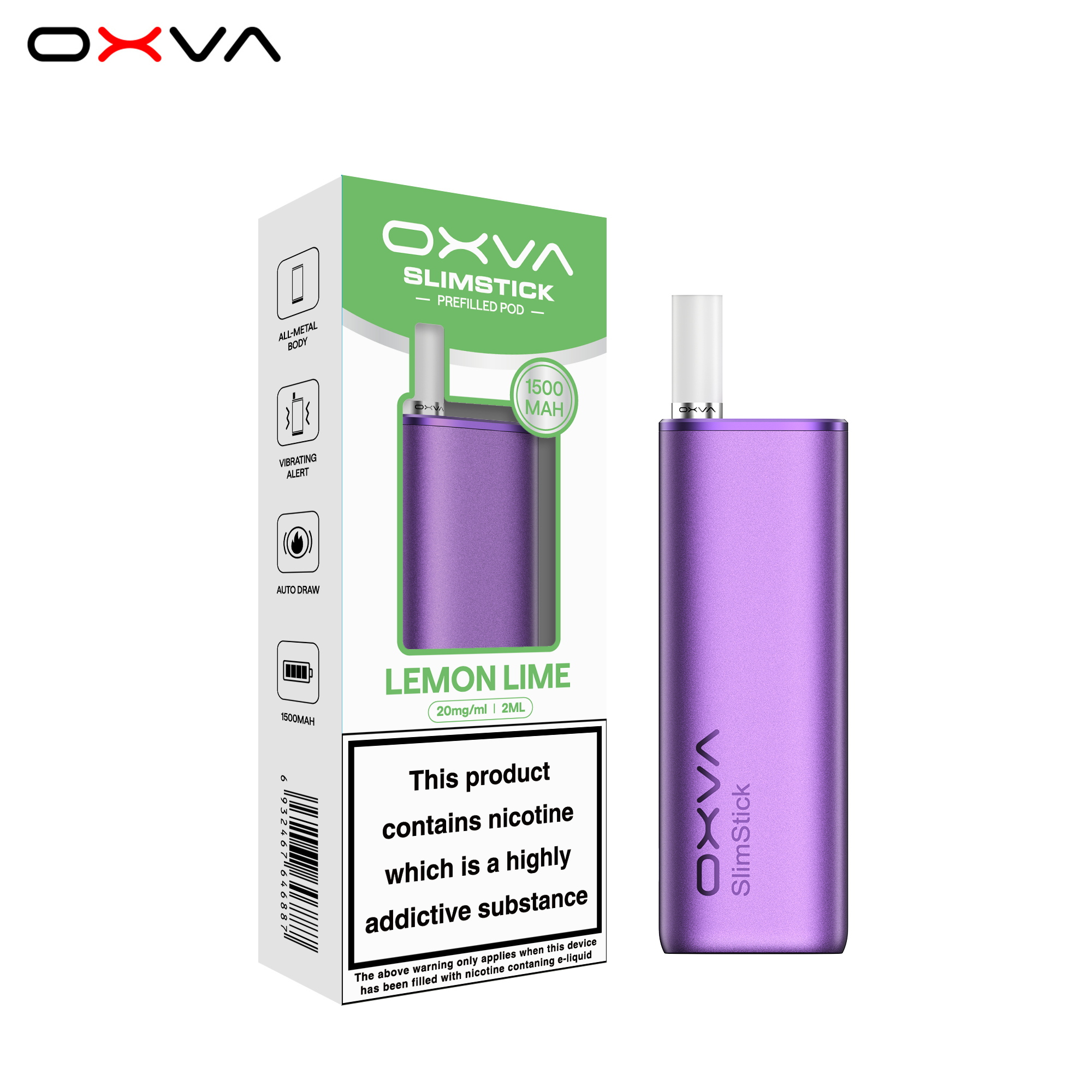 OXVA SlimStick Lemon Lime kit packaging