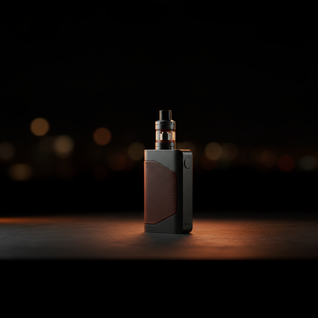 OXVA VPrime pod kit on dark surface with amber accent lighting