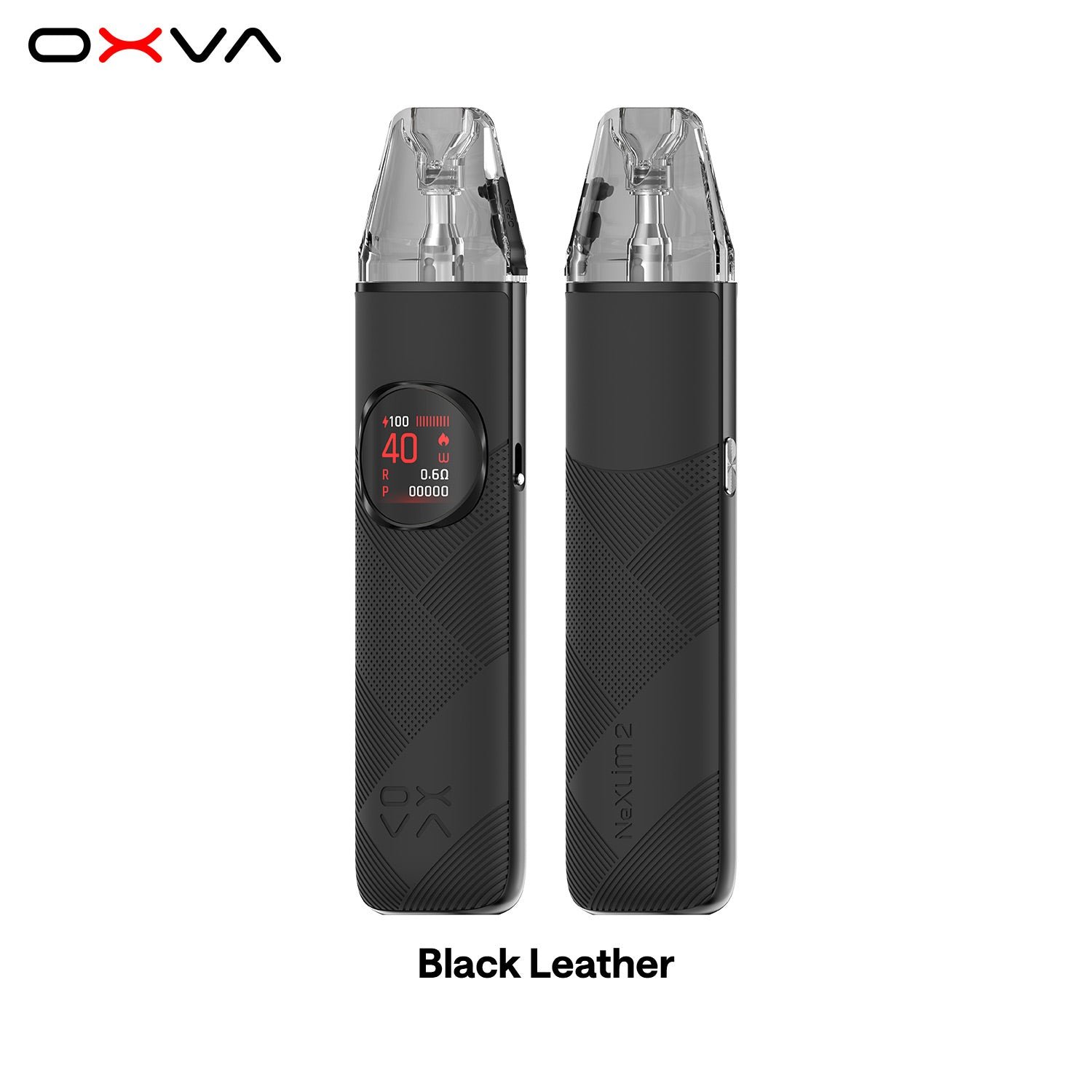 OXVA NeXLIM 2 dual-mesh pod vape kit in Black Leather colourway