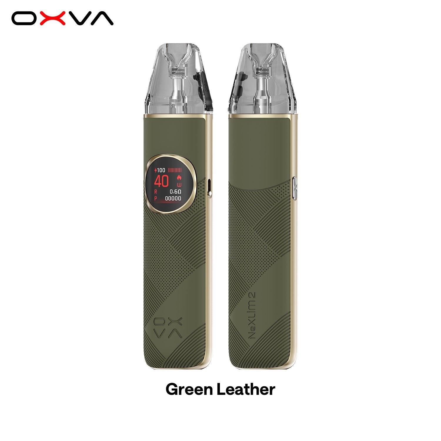 OXVA NeXLIM 2 dual-mesh pod vape kit in Green Leather colourway