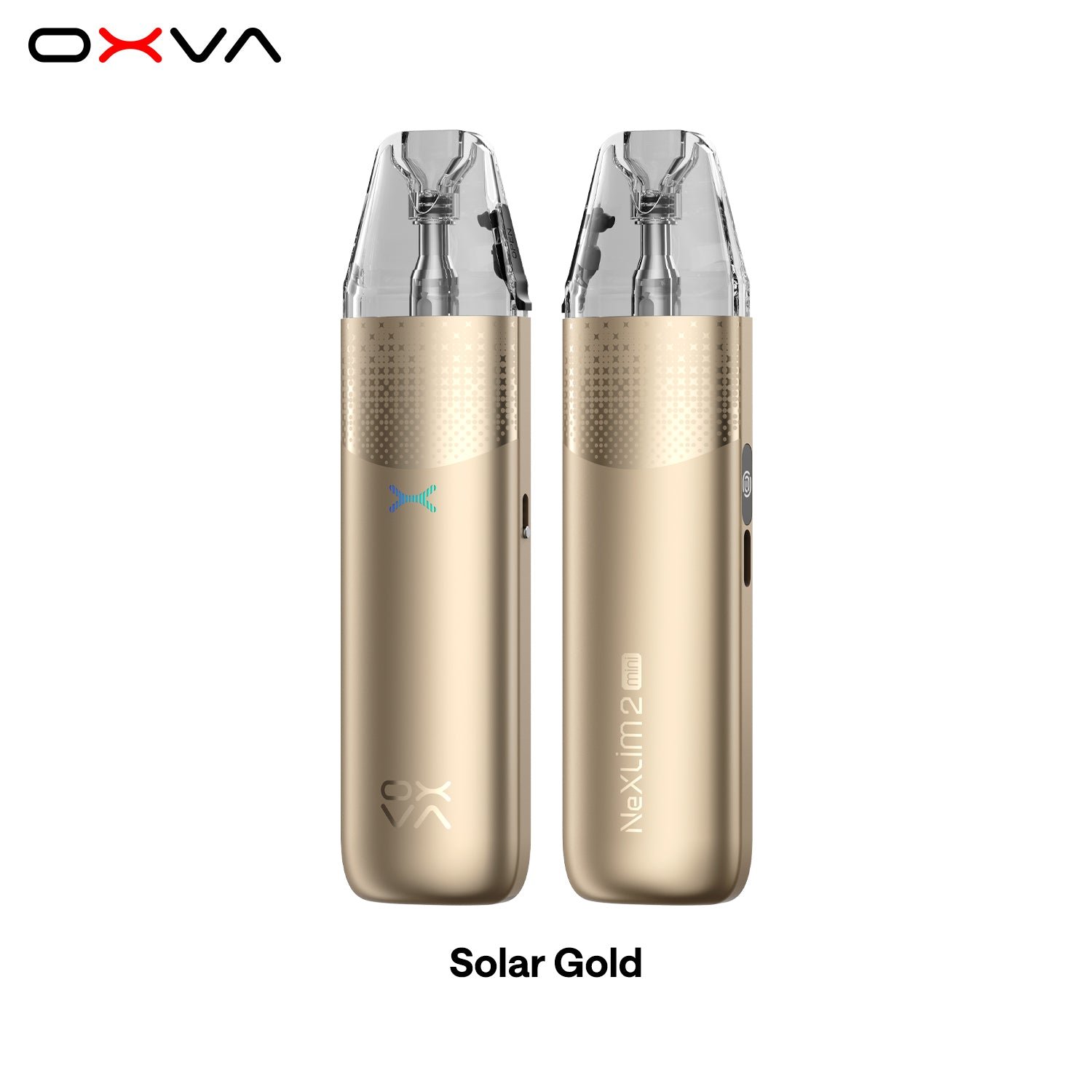 OXVA NeXLIM 2 Mini dual-mesh pod vape kit in Solar Gold colourway