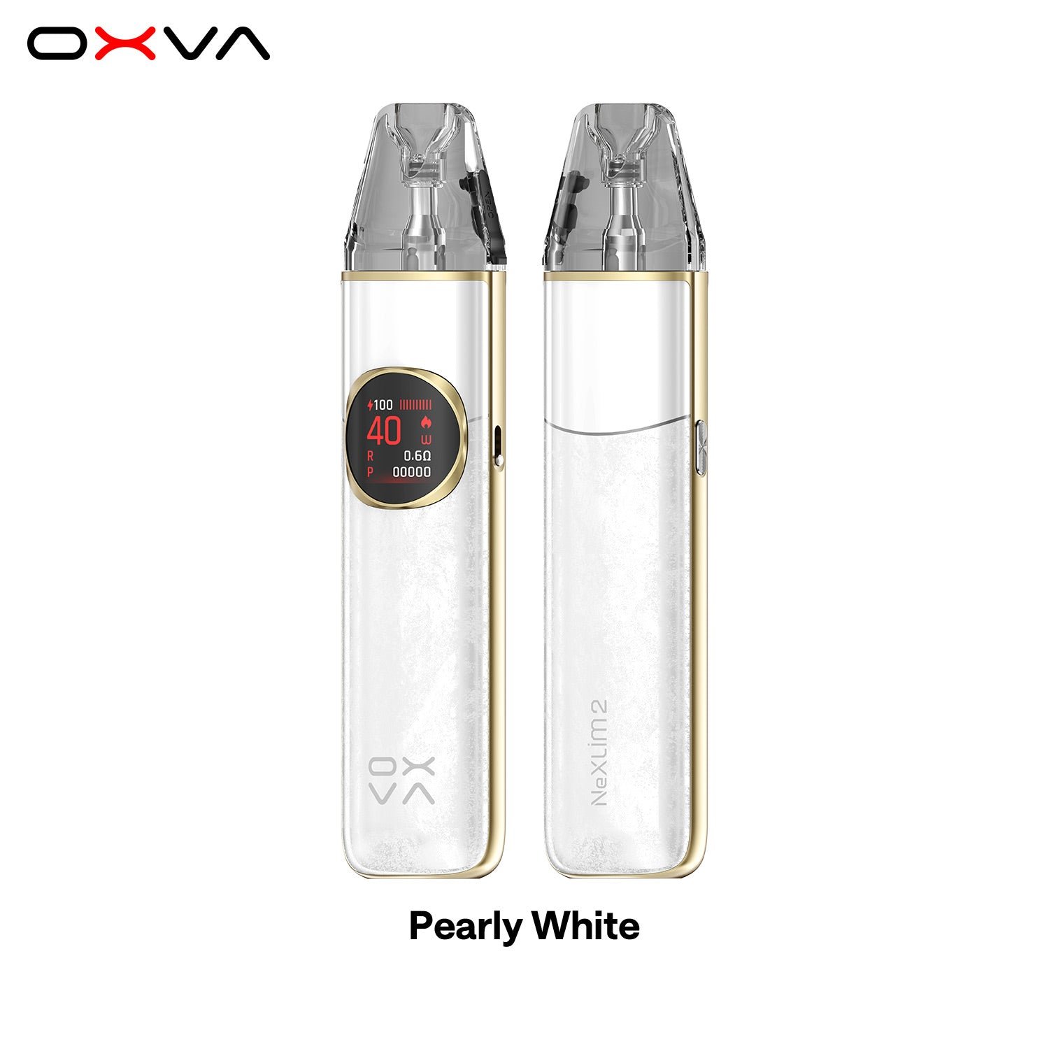 OXVA NeXLIM 2 dual-mesh pod vape kit in Pearly White colourway