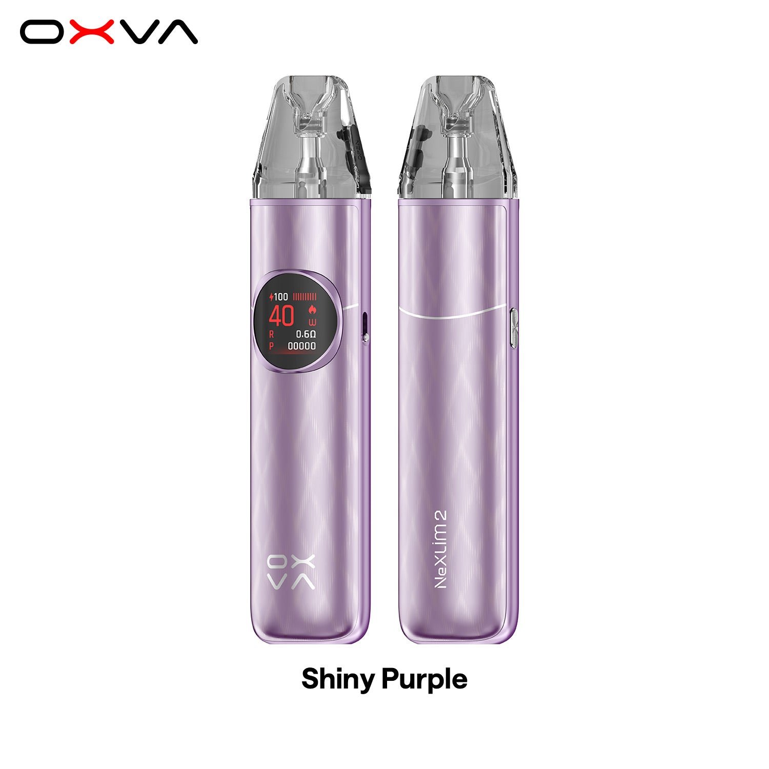 OXVA NeXLIM 2 dual-mesh pod vape kit in Shiny Purple colourway