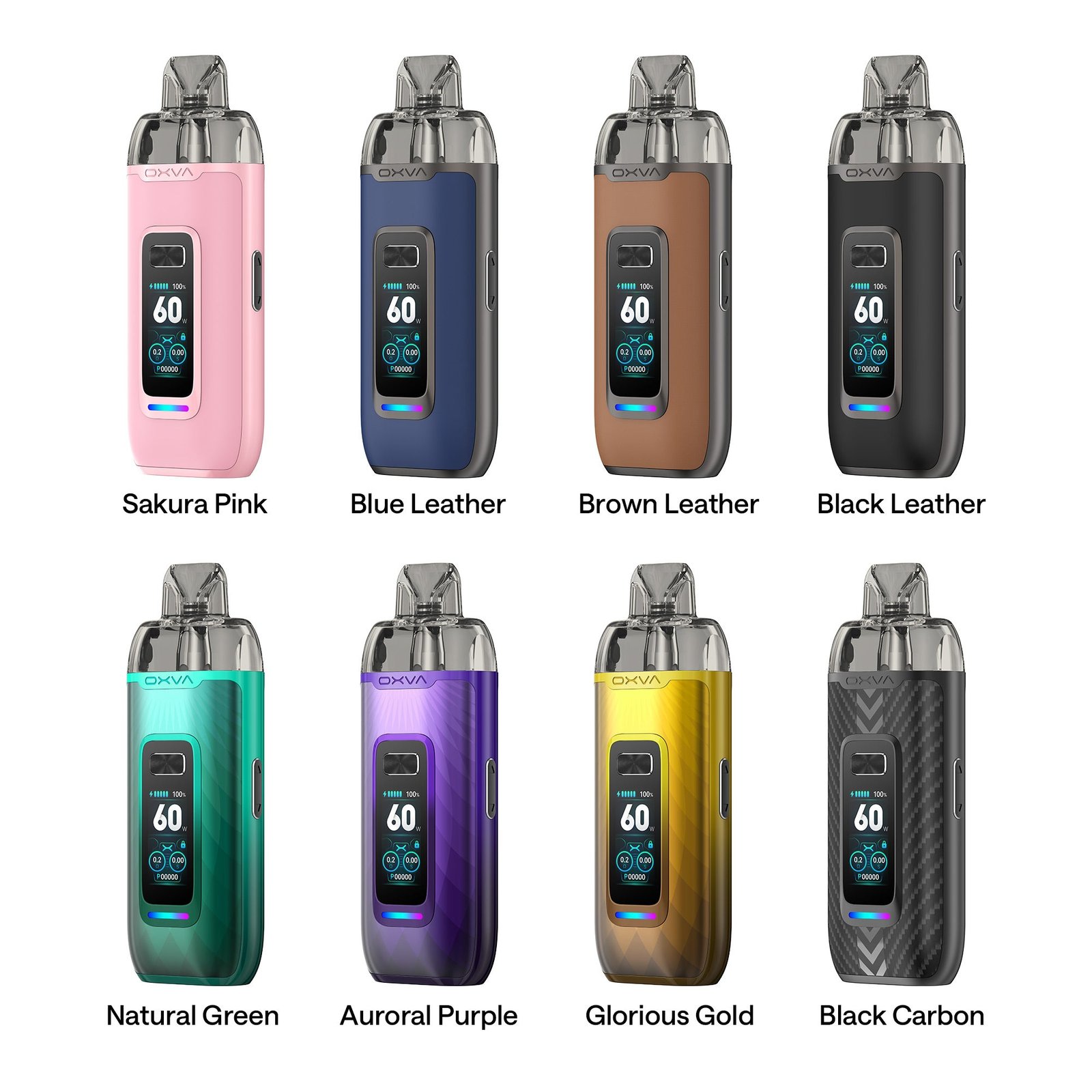 All OXVA VPrime colourways lined up together