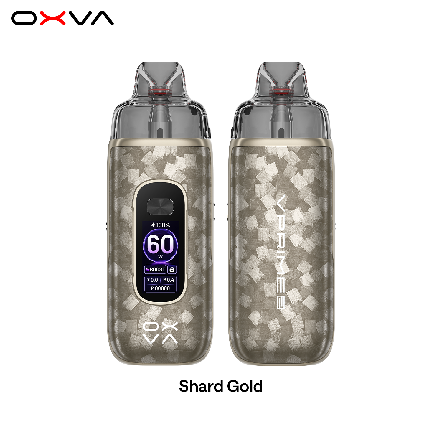 OXVA VPrime 2 Shard Gold front and rear view
