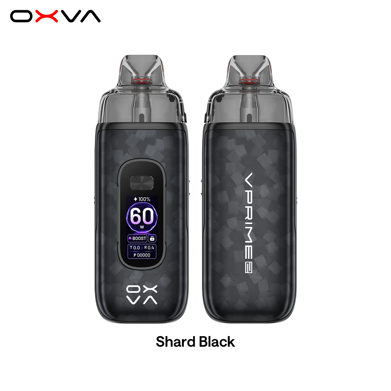 OXVA VPrime 2 Shard Black front and rear view